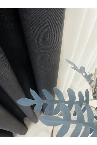 Smoked Gray Color Linen Look 1/3 Dense Pleated Curtain-Smoked - 6