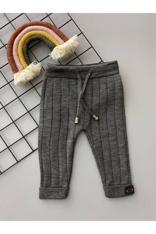 Smoked Lace-Up Unisex Baby Knit Leggings - 1