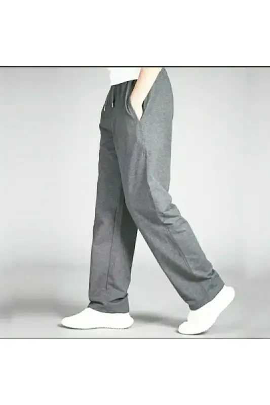 Smoked Men's Wide Leg Straight Leg Sweatpants-smoked - FİTGO