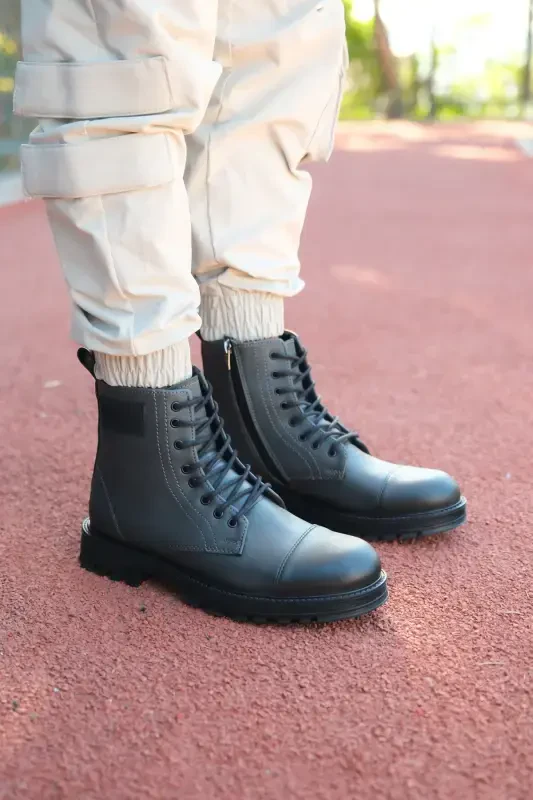 Smoked Men's Zippered Combat Boot 0012856-Smoked - 1