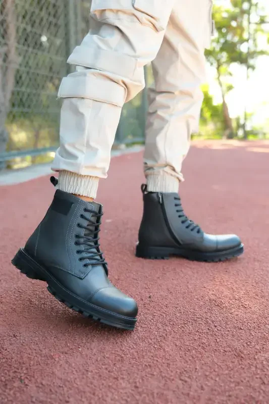 Smoked Men's Zippered Combat Boot 0012856-Smoked - 2