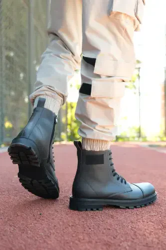 Smoked Men's Zippered Combat Boot 0012856-Smoked - 4