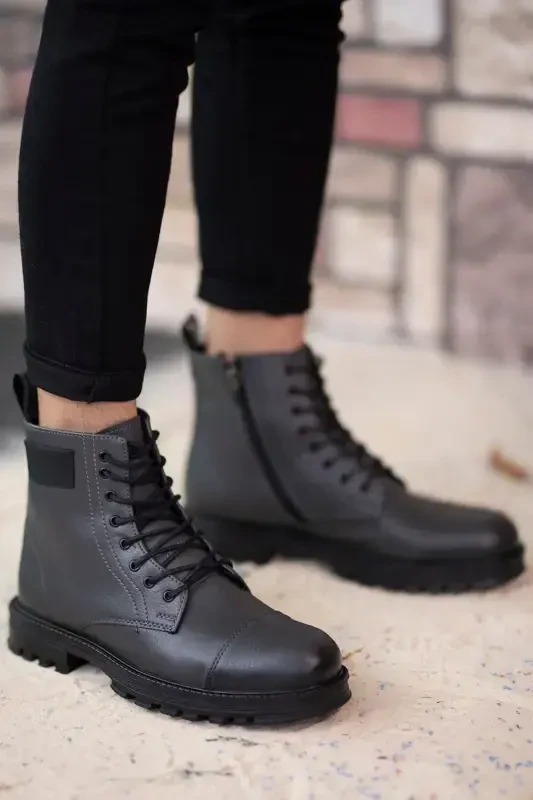 Smoked Men's Zippered Combat Boot 0012856-Smoked - 5