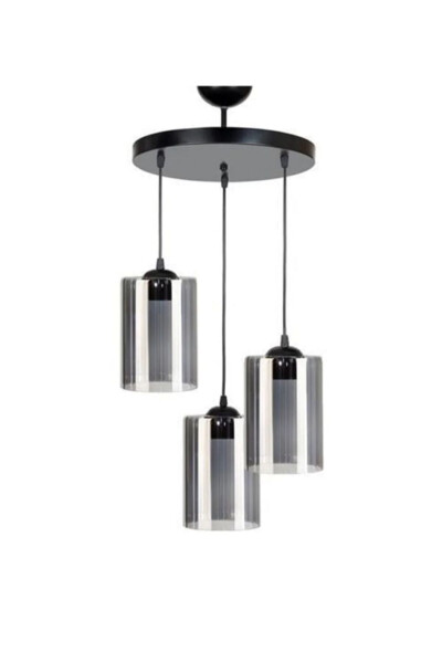 Smoked Mica Glass 3-Light Pendant Chandelier - 3