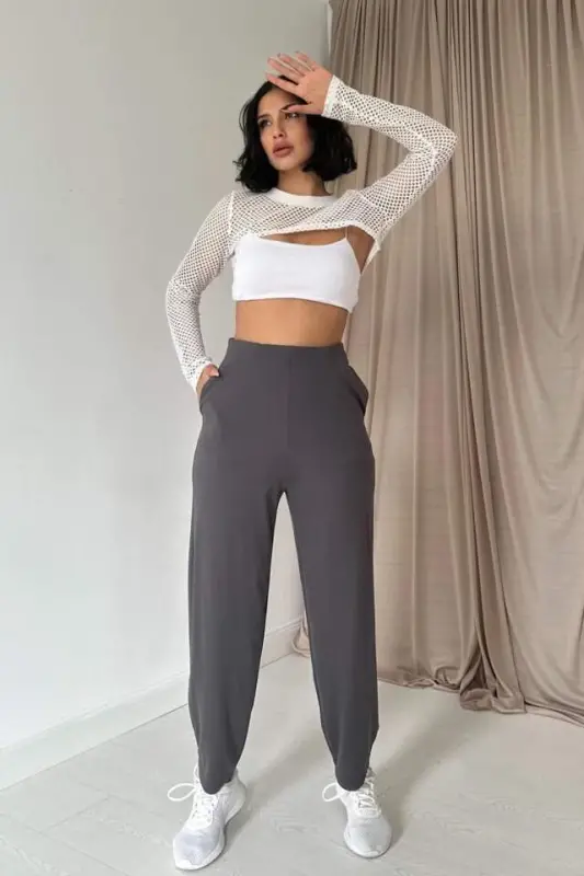 Smoked Pencils Elastic Waistband Detailed Trousers - BÜYÜKBEDENIZ