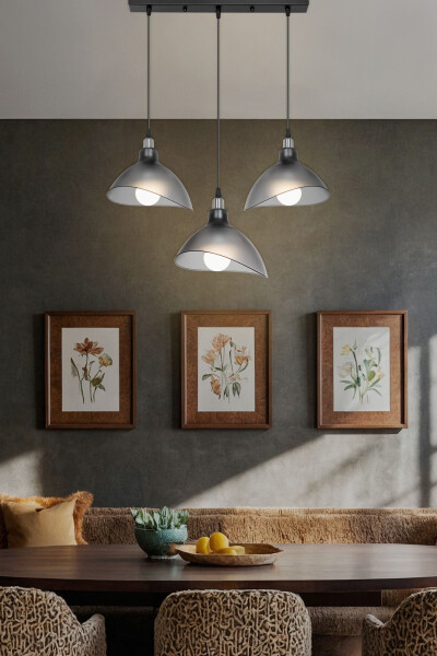 Smoked Pendant Chandelier Kitchen Living Room Cafe Bar Bedroom Corridor Lamp 3-Piece Row 