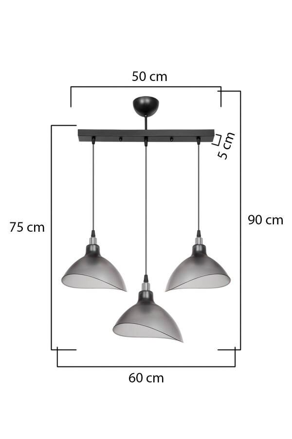 Smoked Pendant Chandelier Kitchen Living Room Cafe Bar Bedroom Corridor Lamp 3-Piece Row - 2
