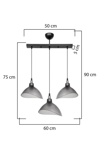 Smoked Pendant Chandelier Kitchen Living Room Cafe Bar Bedroom Corridor Lamp 3-Piece Row - Modazone (1)