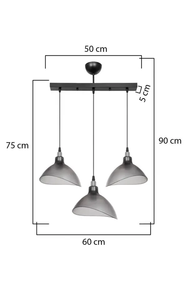 Smoked Pendant Chandelier Kitchen Living Room Cafe Bar Bedroom Corridor Lamp 3-Piece Row - 2