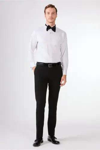 Смокинг мужской Slim Fit однотонный с остроконечным воротником цвета экрю - 92441 - 3
