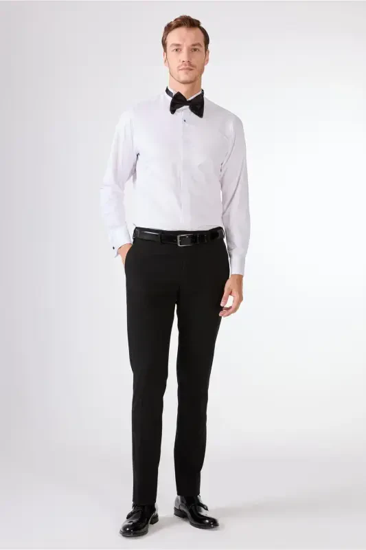 Смокинг мужской Slim Fit однотонный с остроконечным воротником цвета экрю - 92441 - 3