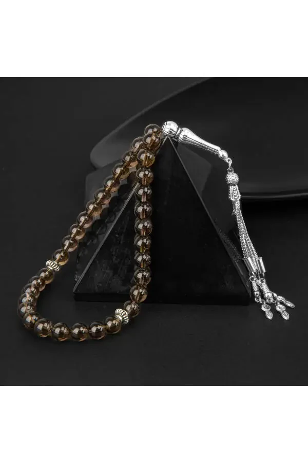 Smoky Quartz Natural Stone Misbaha 33 - 8mm - 3