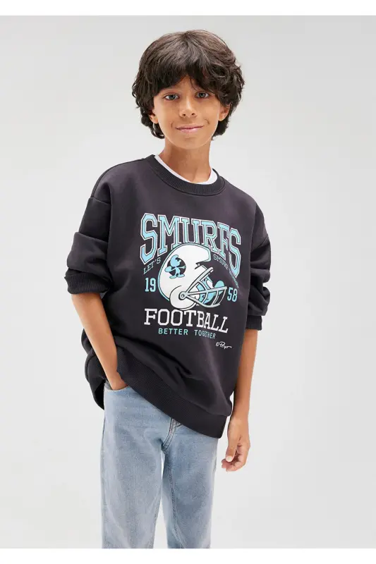 Smurfs Printed Anthracite Sweatshirt 6s10084-70087 - MAVI