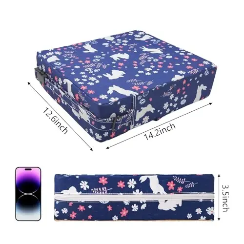 SMZCTYI Toddler Booster Seat for Dining Table, Stronger Support Non-Slip Bottom Double Safe Straps Booster Seat Dining Toddler, Portable Travel Increasing Cushion (Navy Blue Rabbit) - 6