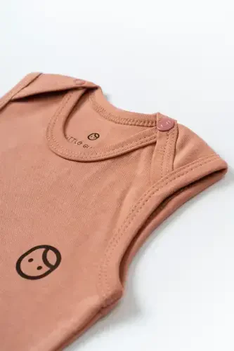 Snap Bodysuit Baby Pink Organic Cotton Gusto Print-Pink - 3