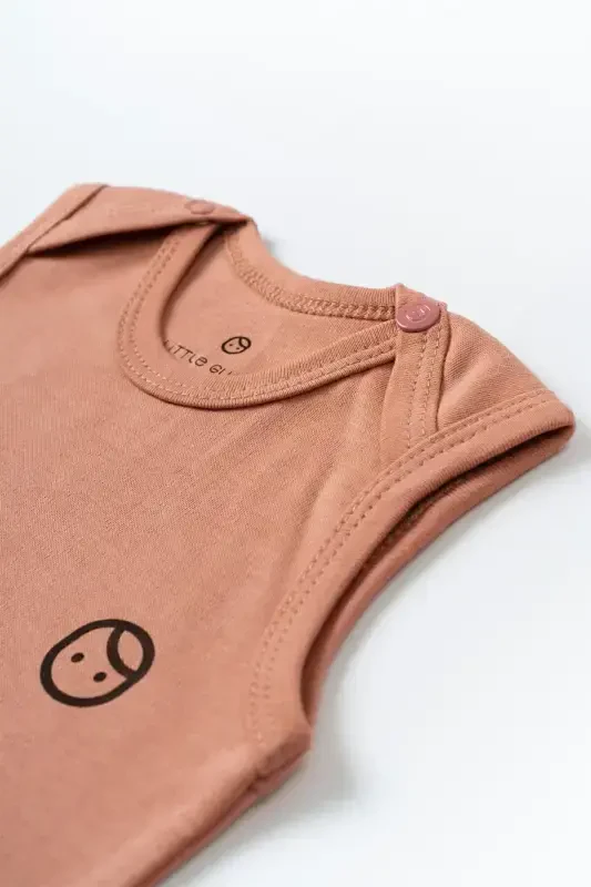 Snap Bodysuit Baby Pink Organic Cotton Gusto Print-Pink - 3