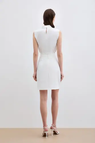 Snap Fastening Mini Skirt - Ecru-ECRU - 5