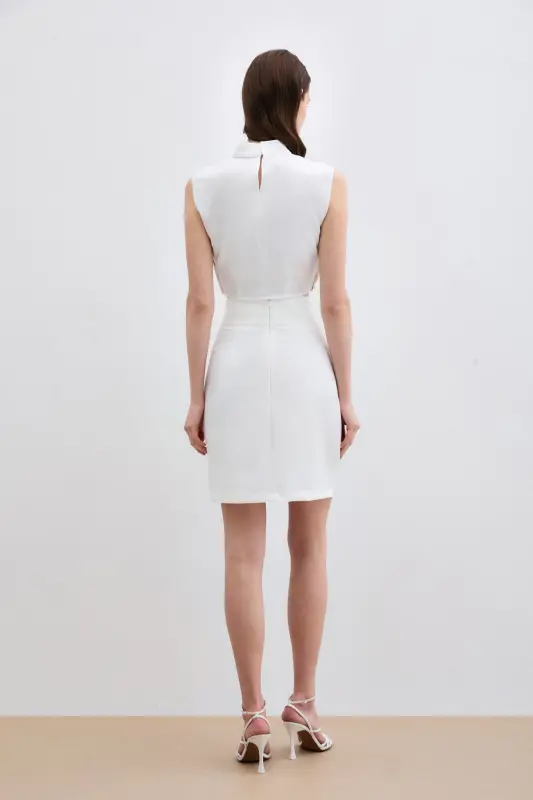 Snap Fastening Mini Skirt - Ecru-ECRU - 5