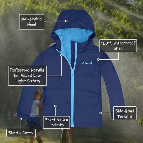 Snonook Toddler Rain Jacket - Microfleece Lined Kids Rain Jacket - Girls Rain Jacket - Boys Rain Jacket - Toddler Rain Coat - Modazone (1)