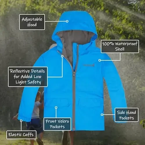 Snonook Toddler Rain Jacket - Microfleece Lined Kids Rain Jacket - Girls Rain Jacket - Boys Rain Jacket - Toddler Rain Coat - Modazone (1)