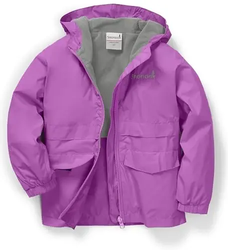 Snonook Toddler Rain Jacket - Microfleece Lined Kids Rain Jacket - Girls Rain Jacket - Boys Rain Jacket - Toddler Rain Coat - 3