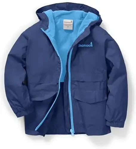 Snonook Toddler Rain Jacket - Microfleece Lined Kids Rain Jacket - Girls Rain Jacket - Boys Rain Jacket - Toddler Rain Coat - 3