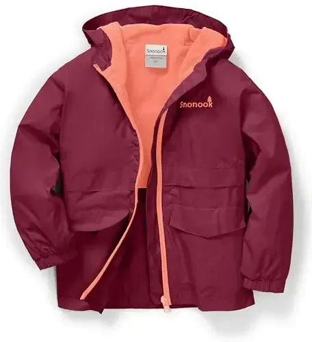 Snonook Toddler yomg'ir kurtkasi - Microfleece astarli bolalar yomg'ir kurtkasi - Qizlar yomg'ir kurtkasi - O'g'il bolalar yomg'ir kurtkasi - Toddler yomg'ir paltosi - 3