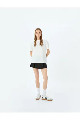 Snoopy Printed Licensed Crew Neck Short Sleeve Oversize T-Shirt - KOTON (1)