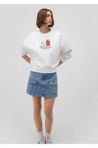 Snoopy Printed White Sweatshirt 1s10256-70057 - 1