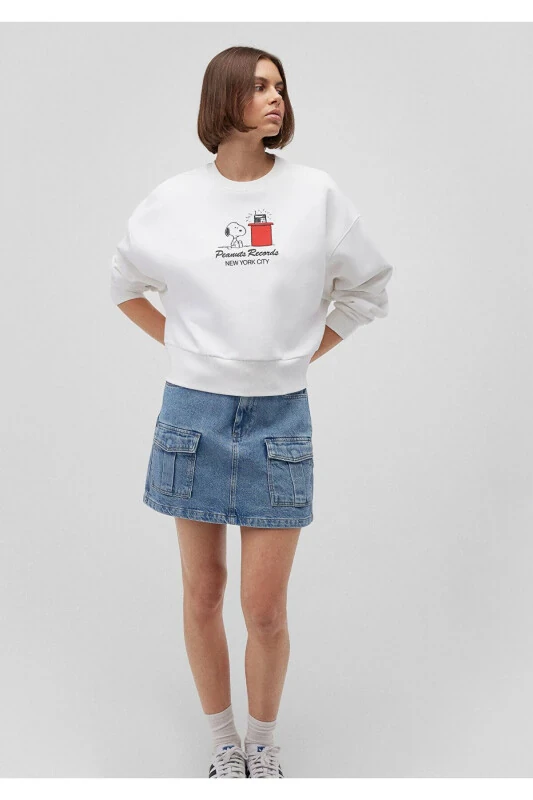 Snoopy Printed White Sweatshirt 1s10256-70057 - MAVI