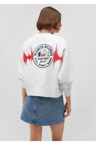 Snoopy Printed White Sweatshirt 1s10256-70057 - 2