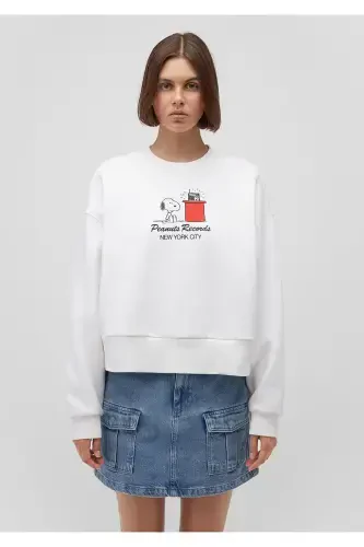 Snoopy Printed White Sweatshirt 1s10256-70057 - 3