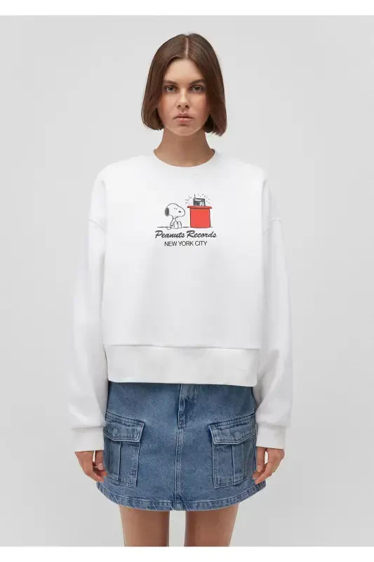 Snoopy Printed White Sweatshirt 1s10256-70057 - 3