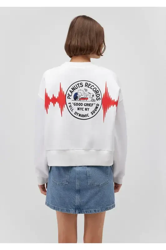 Snoopy Printed White Sweatshirt 1s10256-70057 - 4