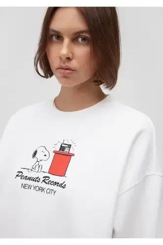 Snoopy Printed White Sweatshirt 1s10256-70057 - 5