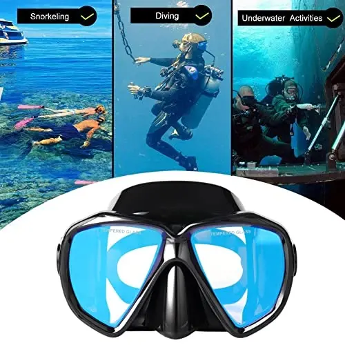 Snorkel Diving Mask Panoramic HD Swim Mask, Anti-Fog Scuba Diving Goggles,Tempered Glass Dive Mask Adult Youth Swim Goggles with Nose Cover for Diving, Snorkeling, Swimming - 6