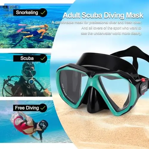 Snorkel Diving Mask Panoramic HD Swim Mask, Anti-Fog Scuba Diving Goggles,Tempered Glass Dive Mask Adult Youth Swim Goggles with Nose Cover for Diving, Snorkeling, Swimming - 6