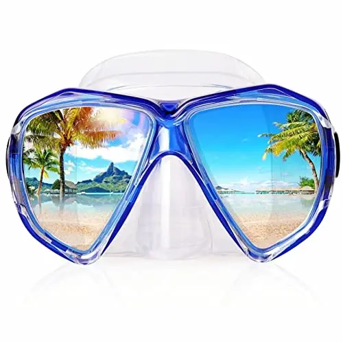 Snorkel Diving Mask Panoramic HD Swim Mask, Anti-Fog Scuba Diving Goggles,Tempered Glass Dive Mask Adult Youth Swim Goggles with Nose Cover for Diving, Snorkeling, Swimming - 1
