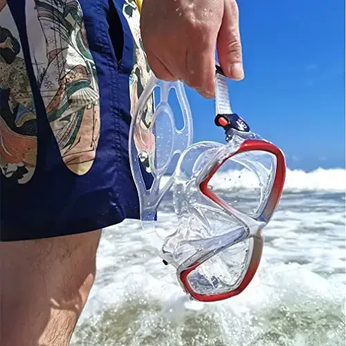 Snorkel Diving Mask Panoramic HD Swim Mask, Anti-Fog Scuba Diving Goggles,Tempered Glass Dive Mask Adult Youth Swim Goggles with Nose Cover for Diving, Snorkeling, Swimming - 6