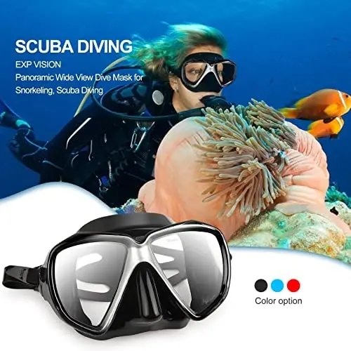 Snorkel Diving Mask Panoramic HD Swim Mask, Anti-Fog Scuba Diving Goggles,Tempered Glass Dive Mask Adult Youth Swim Goggles with Nose Cover for Diving, Snorkeling, Swimming - 5