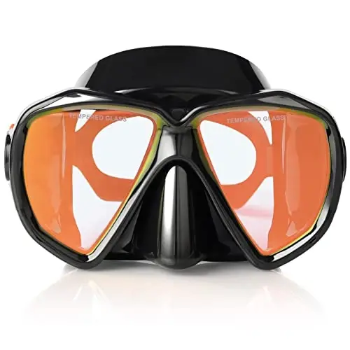 Snorkel Diving Mask Panoramic HD Swim Mask, Anti-Fog Scuba Diving Goggles,Tempered Glass Dive Mask Adult Youth Swim Goggles with Nose Cover for Diving, Snorkeling, Swimming - 1