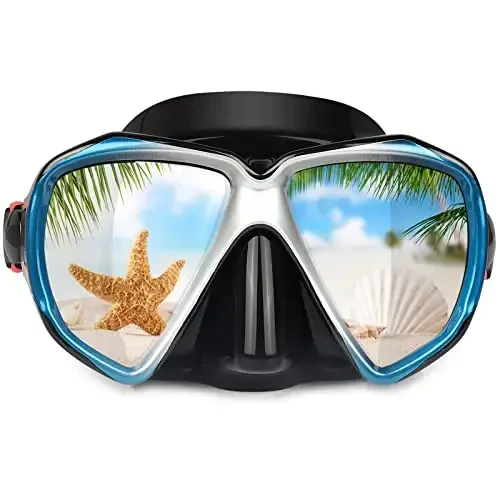 Snorkel Diving Mask Panoramic HD Swim Mask, Anti-Fog Scuba Diving Goggles,Tempered Glass Dive Mask Adult Youth Swim Goggles with Nose Cover for Diving, Snorkeling, Swimming - 1