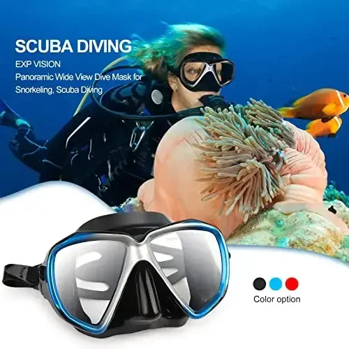 Snorkel Diving Mask Panoramic HD Swim Mask, Anti-Fog Scuba Diving Goggles,Tempered Glass Dive Mask Adult Youth Swim Goggles with Nose Cover for Diving, Snorkeling, Swimming - 5