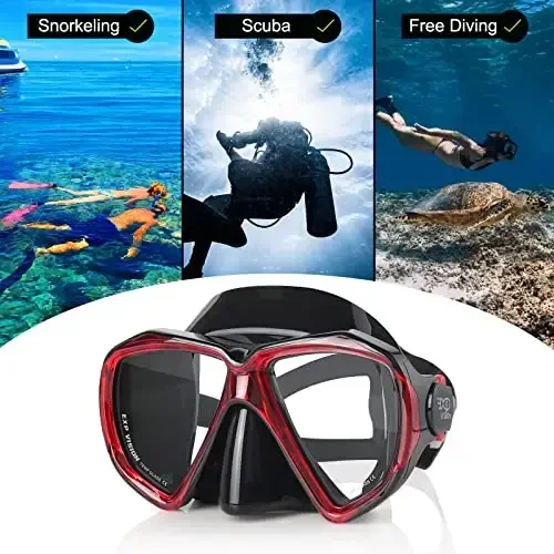 Snorkel Diving Mask Panoramic HD Swim Mask, Anti-Fog Scuba Diving Goggles,Tempered Glass Dive Mask Adult Youth Swim Goggles with Nose Cover for Diving, Snorkeling, Swimming - 6