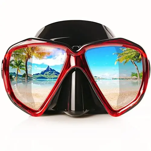 Snorkel Diving Mask Panoramic HD Swim Mask, Anti-Fog Scuba Diving Goggles,Tempered Glass Dive Mask Adult Youth Swim Goggles with Nose Cover for Diving, Snorkeling, Swimming - 1
