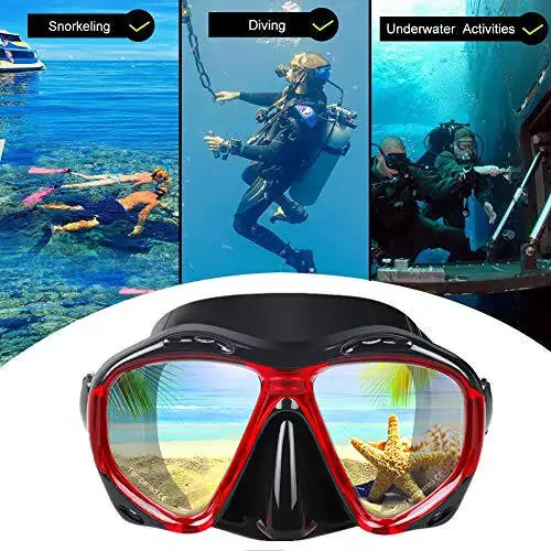 Snorkel Diving Mask Panoramic HD Swim Mask, Anti-Fog Scuba Diving Goggles,Tempered Glass Dive Mask Adult Youth Swim Goggles with Nose Cover for Diving, Snorkeling, Swimming - 6