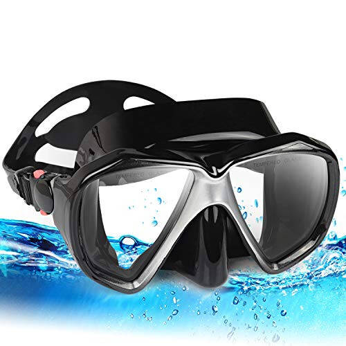 Snorkel Diving Mask Panoramic HD Swim Mask, Anti-Fog Scuba Diving Goggles,Tempered Glass Dive Mask Adult Youth Swim Goggles with Nose Cover for Diving, Snorkeling, Swimming - 1