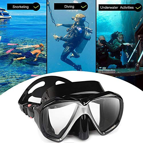 Snorkel Diving Mask Panoramic HD Swim Mask, Anti-Fog Scuba Diving Goggles,Tempered Glass Dive Mask Adult Youth Swim Goggles with Nose Cover for Diving, Snorkeling, Swimming - 6