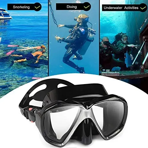 Snorkel Diving Mask Panoramic HD Swim Mask, Anti-Fog Scuba Diving Goggles,Tempered Glass Dive Mask Adult Youth Swim Goggles with Nose Cover for Diving, Snorkeling, Swimming - 1