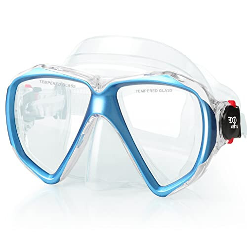 Snorkel Diving Mask Panoramic HD Swim Mask, Anti-Fog Scuba Diving Goggles,Tempered Glass Dive Mask Adult Youth Swim Goggles with Nose Cover for Diving, Snorkeling, Swimming - 4